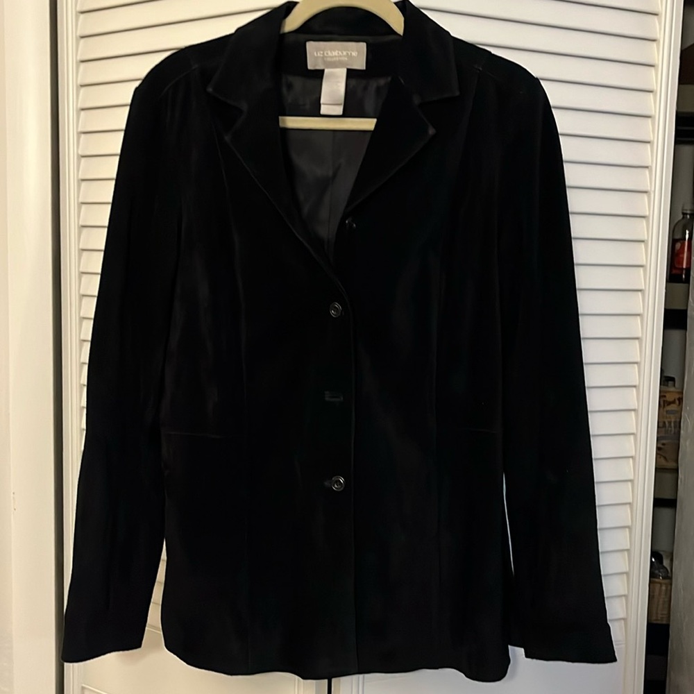 Liz Claiborne Collection. Black Suede  Jacket/Blazer Size L